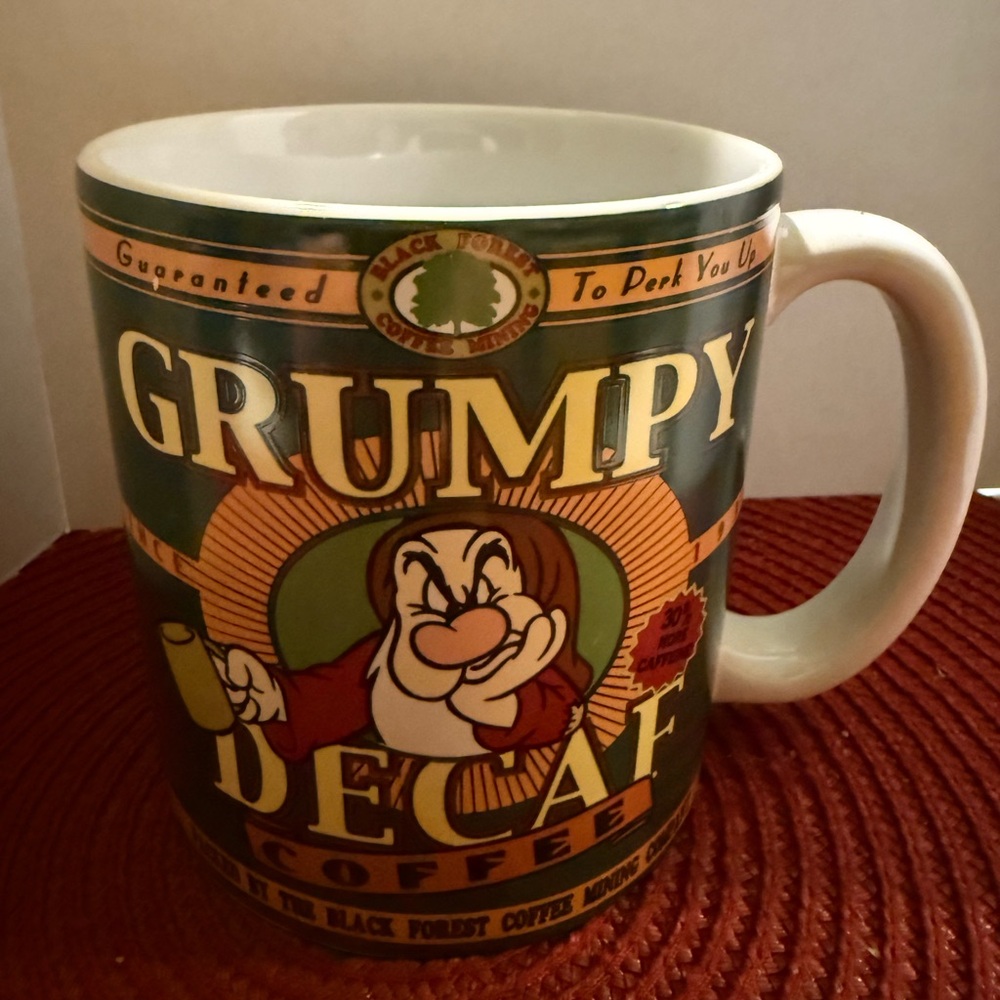 Disney Grumpy Mug Green and White Ceramic